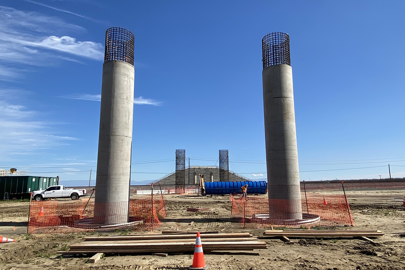 Columns under construction at McCombs