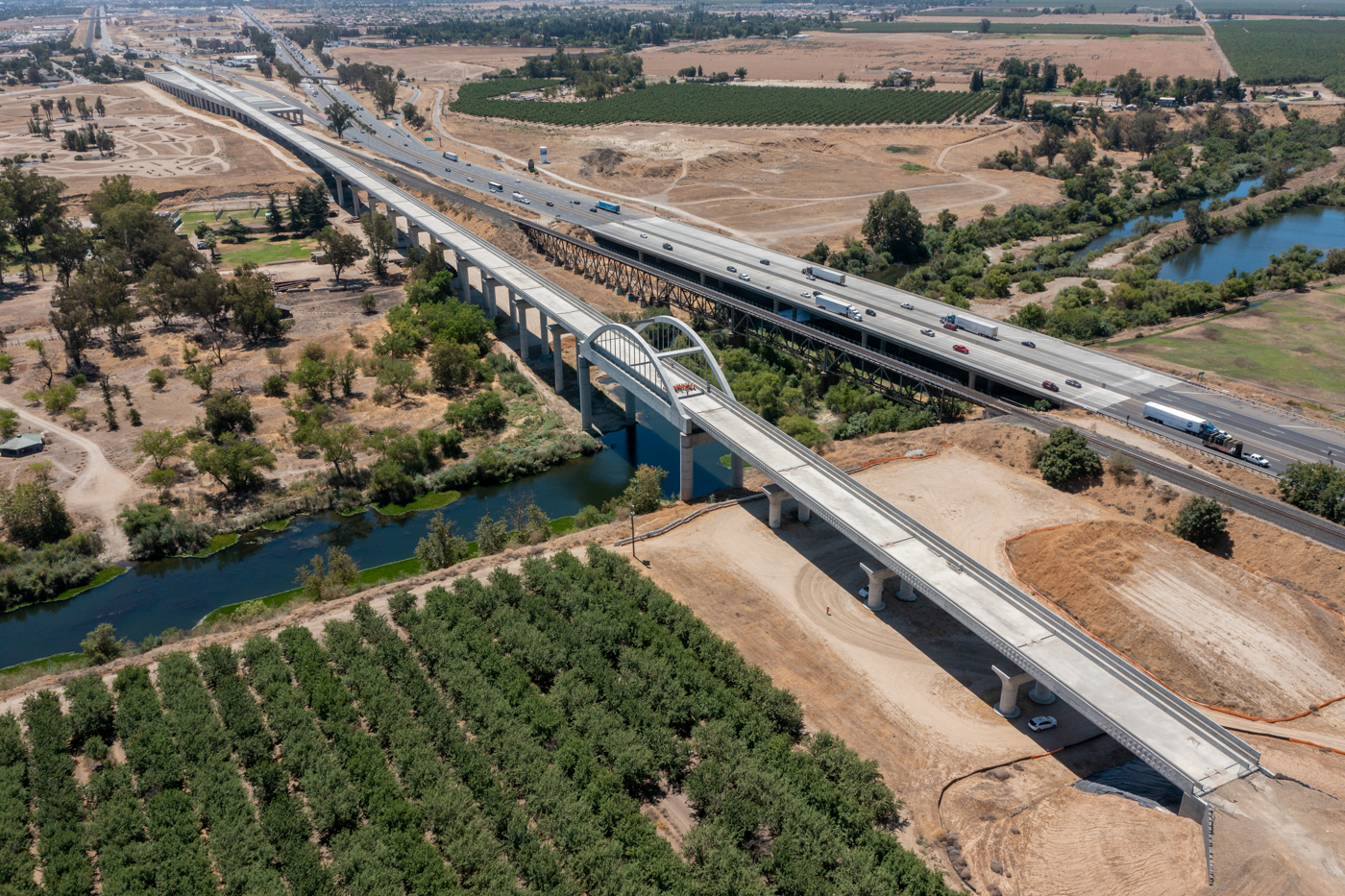 San Joaquin River Viaduct & Pergola (drone view)