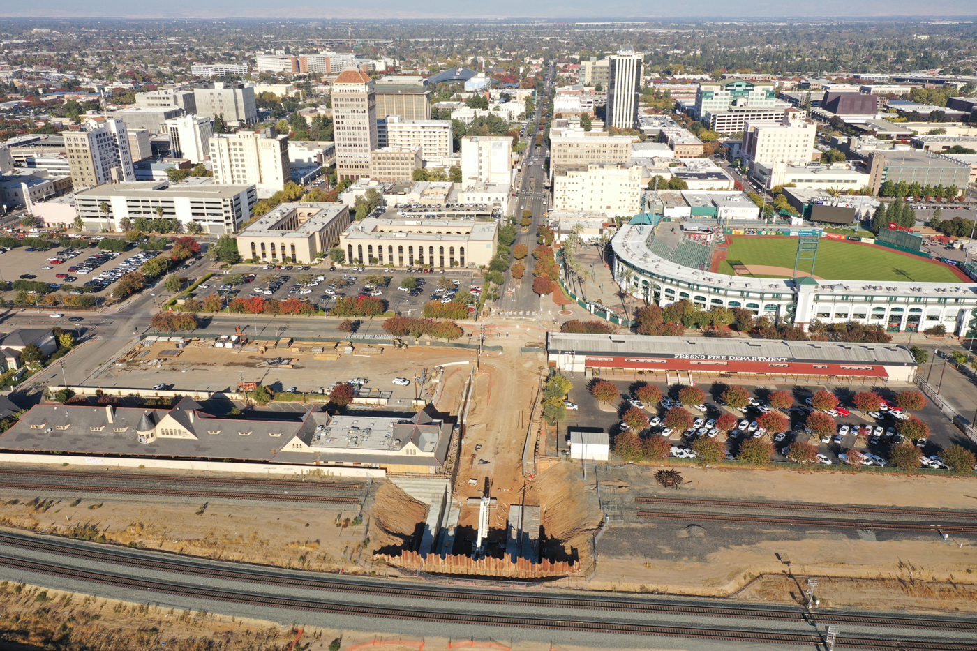 Tulare Street Undercrossing (drone view)